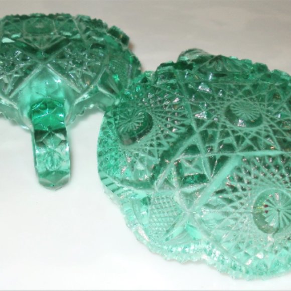 Pair of Vintage CANDLE Holders Pillar Candle Holder Vintage Glass Cut Glass - Picture 3 of 10